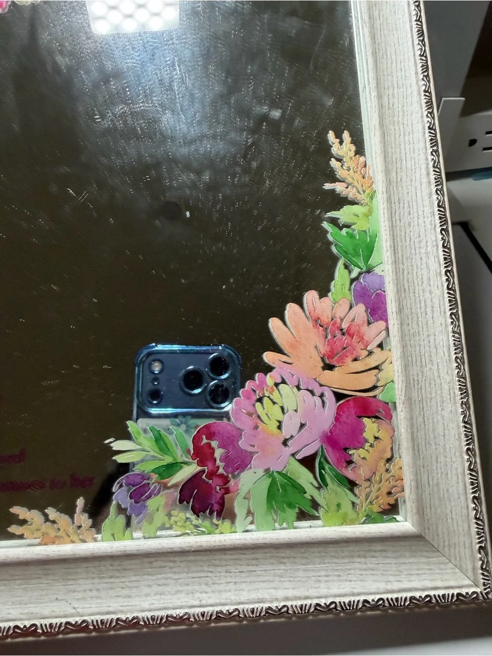 Floral mirror frame stand luke 1:45 verse cute home decor table decor